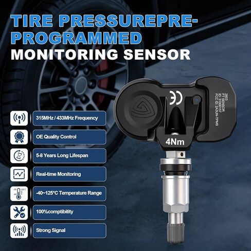 مستشعر TPMS مستشعر ضغط الإطارات متعدد البروتوكولات مناسب لسيارة Toyota/Lexus 2006-2025 315 ميجا هرتز و433 ميجا هرتز لمراقبة ضغط الإطارات للكامري، 4 عداء، كورولا، هايلاندر، RAV4، تاكوما، يارس 4 قطع in Kuwait