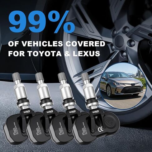 مستشعر TPMS مستشعر ضغط الإطارات متعدد البروتوكولات مناسب لسيارة Toyota/Lexus 2006-2025 315 ميجا هرتز و433 ميجا هرتز لمراقبة ضغط الإطارات للكامري، 4 عداء، كورولا، هايلاندر، RAV4، تاكوما، يارس 4 قطع in Kuwait