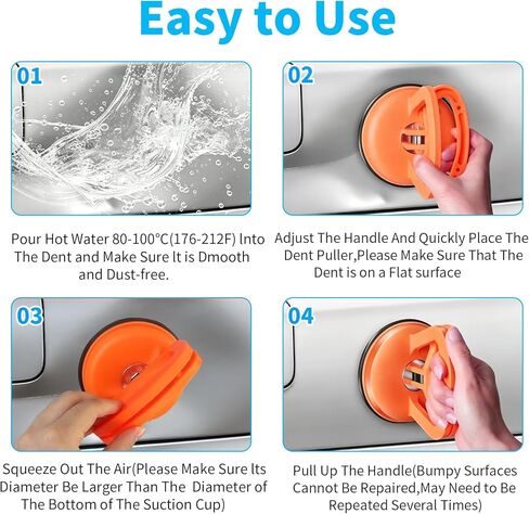 3-Pack Car Dent Puller, Upgraded Dent Puller, Durable PC Plastic Handle, Thickened Rubber Suction Cup, Paintless Repair Tool, Great for Dent Repair, Object Moving and Door Handle Use in Kuwait