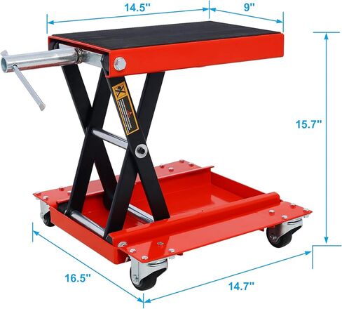 Gecheer 1100 lb Motorcycle Lift Jack with Dolly – Scissor Design, Wide Deck, Front/Rear/Center Tire Support, Portable Bike Stand for Cruisers, ATVs, UTVs, Dirt Bikes & Snowmobiles in Kuwait