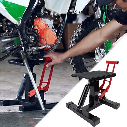 Motorcycle Jack Lift Stand, Hydraulic Adjustable Height 330Lbs Capacity with Rotational Design, for Offroad Motorcycle Maintenance & Repair in Kuwait