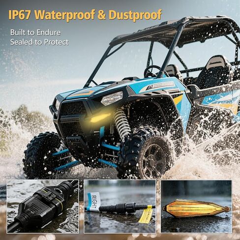 UTV Turn Signal Kit with Plug-and-Play Pre-Wired Harness, 110dB Horn, Rocker Switch, Rhombus Universal Street Legal UTV Turn Signal Kits, Compatible with Polaris Can-Am CFMOTO in Kuwait
