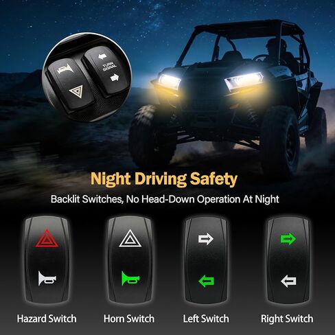 UTV Turn Signal Kit with Plug-and-Play Pre-Wired Harness, 110dB Horn, Rocker Switch, Rhombus Universal Street Legal UTV Turn Signal Kits, Compatible with Polaris Can-Am CFMOTO in Kuwait