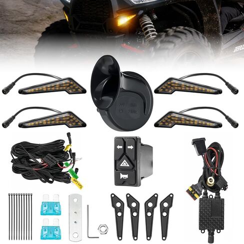 Pre-wired UTV Turn Signal with 2-in-1 Rocker Switch Kit, Universal ATV Street Legal Kit with Horn/Blinker/Hazard, Plug-and-play, Compatible with Polaris RZR/Ranger, Honda Pioneer/Talon, SXS in Kuwait