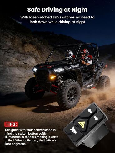 Pre-wired UTV Turn Signal with 2-in-1 Rocker Switch Kit, Universal ATV Street Legal Kit with Horn/Blinker/Hazard, Plug-and-play, Compatible with Polaris RZR/Ranger, Honda Pioneer/Talon, SXS in Kuwait