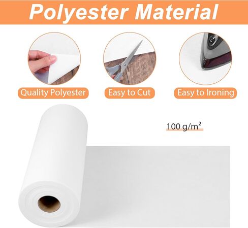 New Upgraded Heavy Weight White Iron-On Non-Woven Fusible Interfacing - 11.7 Inch x 30.6 Yard, Heavy Weight Non-Woven Interfacing Iron On Polyester Single-Sided Interfacing for Crafts Supplies in Kuwait