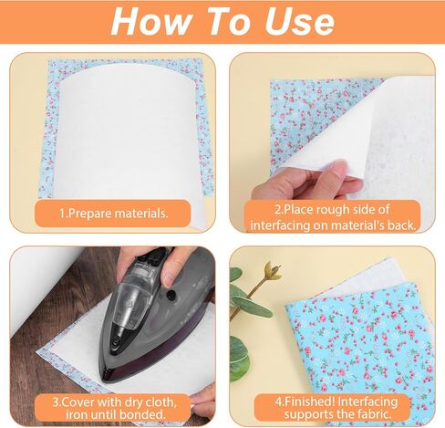 New Upgraded Heavy Weight White Iron-On Non-Woven Fusible Interfacing - 11.7 Inch x 30.6 Yard, Heavy Weight Non-Woven Interfacing Iron On Polyester Single-Sided Interfacing for Crafts Supplies in Kuwait