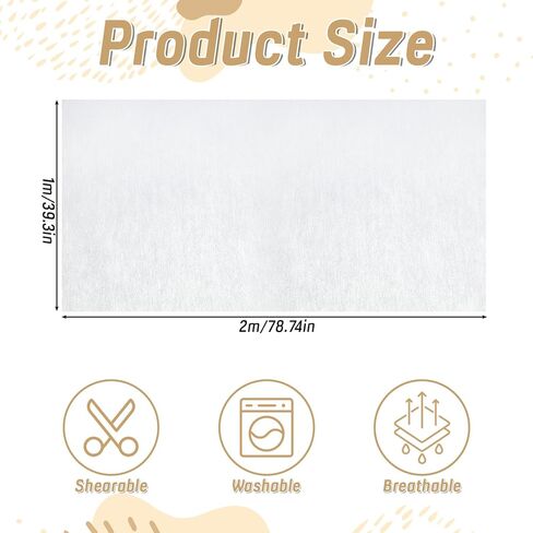 Iron on Interfacing Lightweight, White Non-Woven Fusible Interfacing Fabric for Sewing, 78.7 * 39.4inch, Light to Medium Weight, for Crafts, Quilting, Collars, Cuffs, DIY Projects, (30g 2 metros) in Kuwait