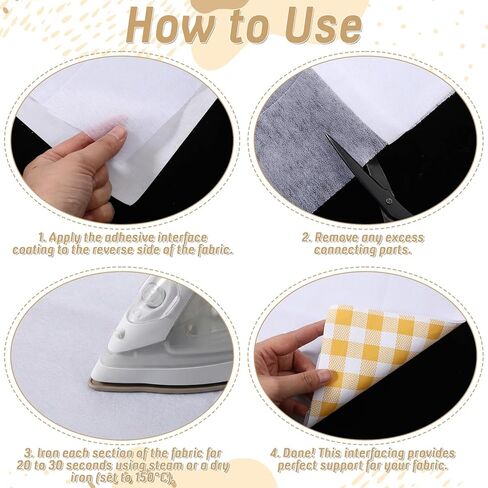 Iron on Interfacing Lightweight, White Non-Woven Fusible Interfacing Fabric for Sewing, 78.7 * 39.4inch, Light to Medium Weight, for Crafts, Quilting, Collars, Cuffs, DIY Projects, (30g 2 metros) in Kuwait