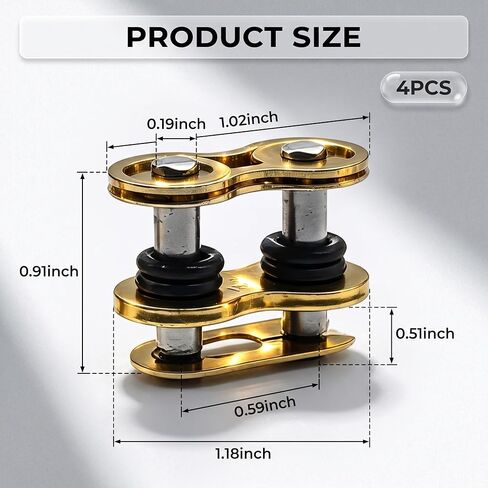 4 PCS 520 Chain Master Link, Heavy Duty O-ring Motorcycle Chain Connecting Links with Clip, Universal for Most Cars, Trucks, SUVs (Gold) in Kuwait