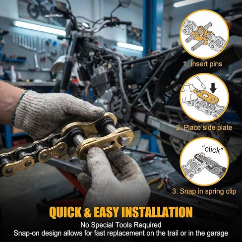 4 PCS 520 Chain Master Link, Heavy Duty O-ring Motorcycle Chain Connecting Links with Clip, Universal for Most Cars, Trucks, SUVs (Gold) in Kuwait