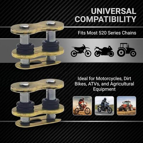 4 PCS 520 Chain Master Link, Heavy Duty O-ring Motorcycle Chain Connecting Links with Clip, Universal for Most Cars, Trucks, SUVs (Gold) in Kuwait