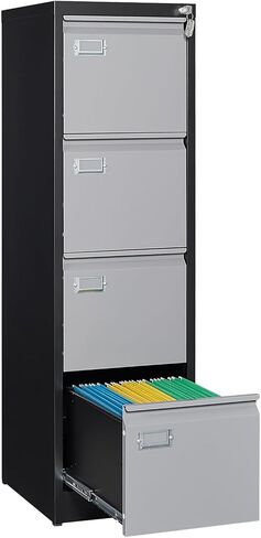 SISESOL 4 Drawer Vertical File Cabinet with Lock,Steel Filing Cabinet, Metal Filing Cabinets for Home Office Organizer Storage Cabinets Letter Size/A4/Legal,-Assembly Required in Kuwait