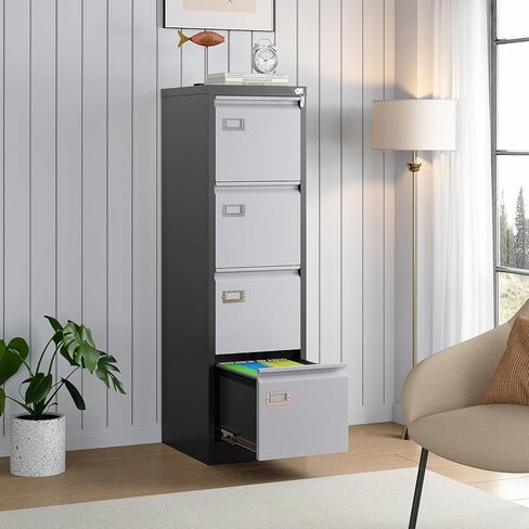 SISESOL 4 Drawer Vertical File Cabinet with Lock,Steel Filing Cabinet, Metal Filing Cabinets for Home Office Organizer Storage Cabinets Letter Size/A4/Legal,-Assembly Required in Kuwait