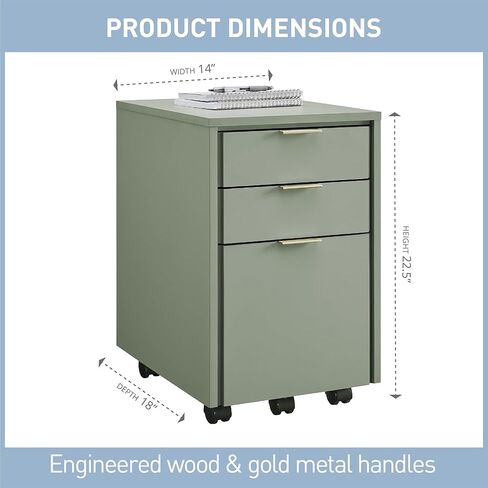 Realspace® 18" D Wood Vertical 3-Drawer File Cabinet, Pistachio Cream in Kuwait