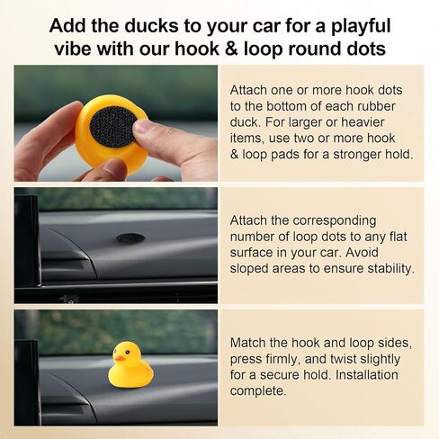 Duck Mounting Pads Compatible with Jeep Dashboards, 30 Round Hook Pads & 30 Round Loop Pads (30mm / 1.18"), Hook & Loop Mounting System, Ducks exlcuded in Kuwait