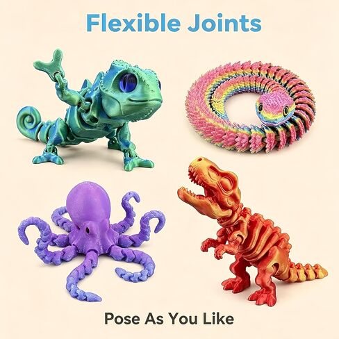9 Pcs 3D Printed Animal Toys 3D Printed Fidget Toys Full Body Joint Movable Design Office Decoration Birthday Gift Toys that Boys and Girls Like in Kuwait