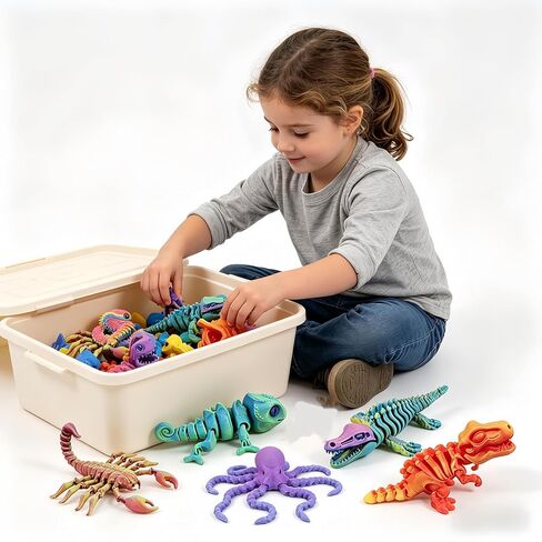9 Pcs 3D Printed Animal Toys 3D Printed Fidget Toys Full Body Joint Movable Design Office Decoration Birthday Gift Toys that Boys and Girls Like in Kuwait