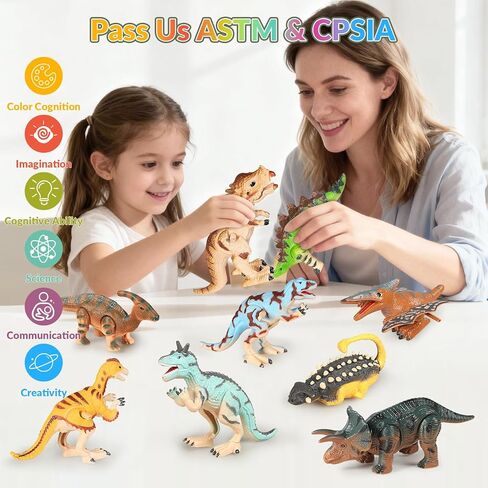 12 PCS Wind Up Dinosaur Toys for Kids Ages 3 4 5 6 7 8, Bulk Windup Dinosaur Walking Swimming Jumping Flipping Clockwork Toys Stocking Stuffers for Kids Party Favors, Xmas Gifts in Kuwait