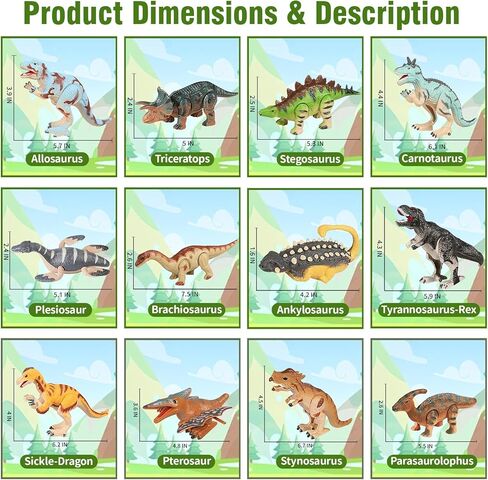 12 PCS Wind Up Dinosaur Toys for Kids Ages 3 4 5 6 7 8, Bulk Windup Dinosaur Walking Swimming Jumping Flipping Clockwork Toys Stocking Stuffers for Kids Party Favors, Xmas Gifts in Kuwait