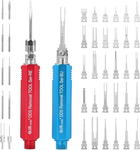 مجموعة أدوات استخراج الدبوس ACTCRH7A04 من JRready، متوافقة مع موصلات TE، Deutsch، AMP، Molex MX150، Delphi، Harting، YAZAKI، JPT، D SUB، مستخرج الشفرة والدبوس الدائري مع 40 نصيحة بديلة in Kuwait