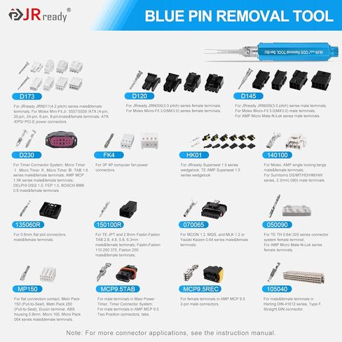 مجموعة أدوات استخراج الدبوس ACTCRH7A04 من JRready، متوافقة مع موصلات TE، Deutsch، AMP، Molex MX150، Delphi، Harting، YAZAKI، JPT، D SUB، مستخرج الشفرة والدبوس الدائري مع 40 نصيحة بديلة in Kuwait