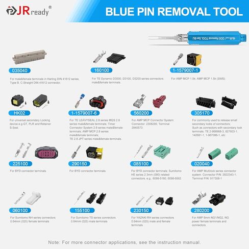 مجموعة أدوات استخراج الدبوس ACTCRH7A04 من JRready، متوافقة مع موصلات TE، Deutsch، AMP، Molex MX150، Delphi، Harting، YAZAKI، JPT، D SUB، مستخرج الشفرة والدبوس الدائري مع 40 نصيحة بديلة in Kuwait