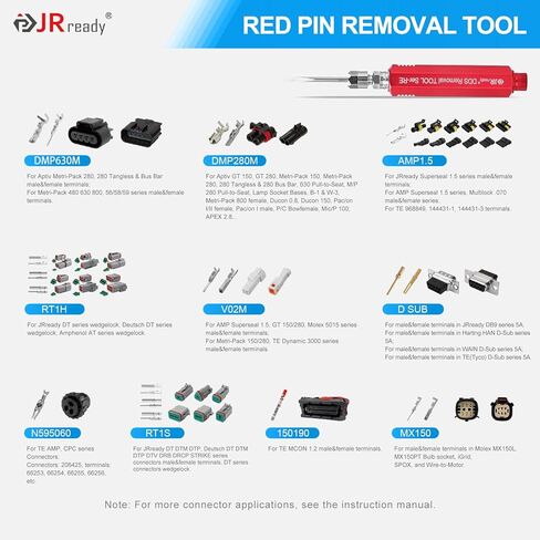 مجموعة أدوات استخراج الدبوس ACTCRH7A04 من JRready، متوافقة مع موصلات TE، Deutsch، AMP، Molex MX150، Delphi، Harting، YAZAKI، JPT، D SUB، مستخرج الشفرة والدبوس الدائري مع 40 نصيحة بديلة in Kuwait