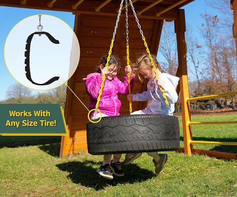 DIY Tire Swing Kit for Tree or Wooden Swing Set Beam | Heavy-Duty Swivel Allows for 360-Degree Spinning | Pinch Free Plastic Coated Chains | Swingset Hardware Kit Only | 250 lb Capacity in Kuwait