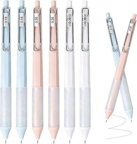 6 Pcs 0.18mm/0.28mm/0.38mm Ultra Fine point Smooth Writing Pens with Storage Box,Gel Ink Pens Retractable Pens Cute Pens Office School Supplies for Sketching Drawing stationery in Kuwait