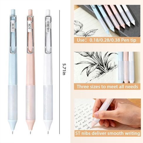 6 Pcs 0.18mm/0.28mm/0.38mm Ultra Fine point Smooth Writing Pens with Storage Box,Gel Ink Pens Retractable Pens Cute Pens Office School Supplies for Sketching Drawing stationery in Kuwait