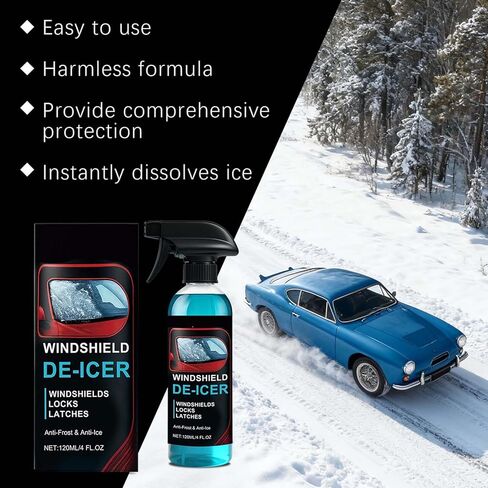 Windshield Ice Spray | Vehicle Maintenance Winter 120ml,Automobile Snow Ice Melting Spray | for Truck Sedan RV Morning Routine Windscreen Rearview Mirror Side Glass Door Locks in Kuwait