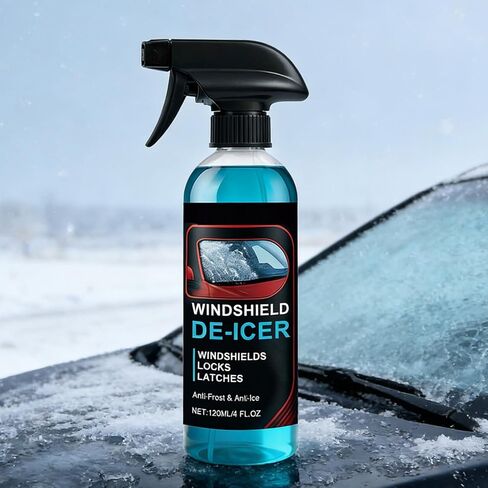Car Ice Removal Spray - Frost Cleaning Liquid 120ml - Frost Snow Ice Removal Car Spray | for Truck Sedan RV Morning Routine Windscreen Rearview Mirror Side Glass Door Locks in Kuwait