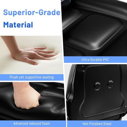 Universal Forklift Seat/Tractor Seat - Compatible with Forklifts, Tractors, Zero-Turn Mowers, Skid Steers, Telehandlers, Backhoes, Excavators -Safety Belt, Adjustable Backrest,Sliding Rails, Black in Kuwait