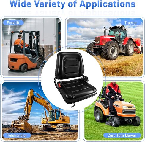 Universal Forklift Seat/Tractor Seat - Compatible with Forklifts, Tractors, Zero-Turn Mowers, Skid Steers, Telehandlers, Backhoes, Excavators -Safety Belt, Adjustable Backrest,Sliding Rails, Black in Kuwait