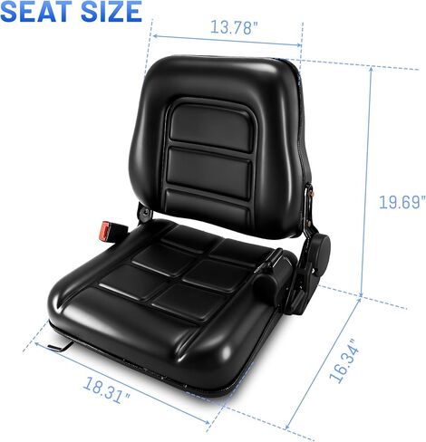 Universal Forklift Seat/Tractor Seat - Compatible with Forklifts, Tractors, Zero-Turn Mowers, Skid Steers, Telehandlers, Backhoes, Excavators -Safety Belt, Adjustable Backrest,Sliding Rails, Black in Kuwait