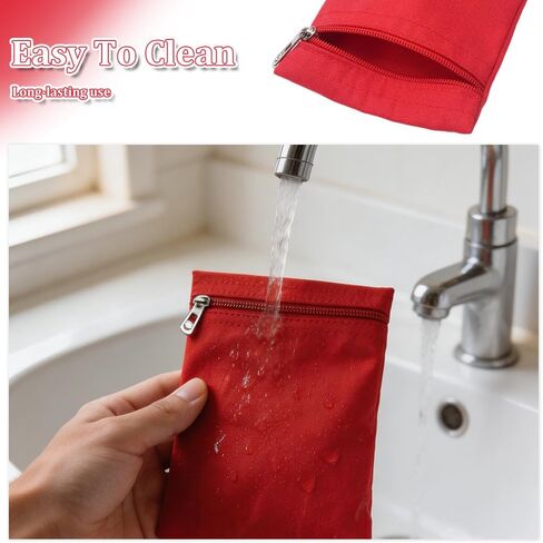 3 Pack Sew-in Side Pocket with Zipper, 3 Sizes Coat Inside Pockets, Travel Security Pocket Hidden Wallet Secure Side Pocket for Recovery Pockets for Clothing Coats Sweatshirts Pants, Red Canvas Pocket in Kuwait