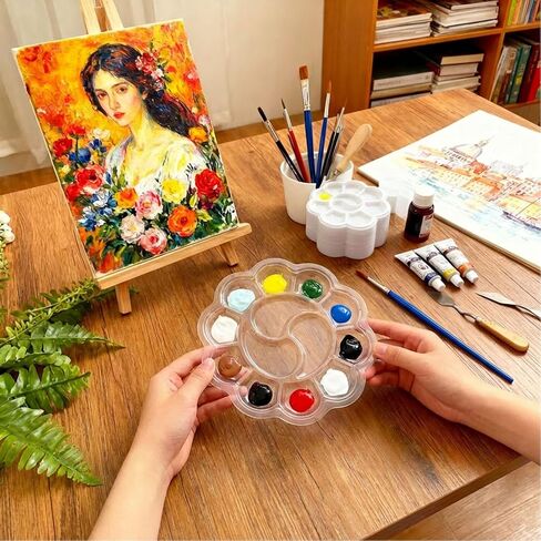 50 Pcs Paint Palettes, One Time Use Plastic Paint Pallets, Mini Watercolor Painting Palettes for Painting or DIY Craft Class, Transparent 5.9 in in Kuwait