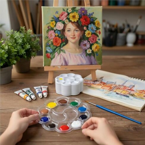 50 Pcs Paint Palettes, One Time Use Plastic Paint Pallets, Mini Watercolor Painting Palettes for Painting or DIY Craft Class, Transparent 5.9 in in Kuwait