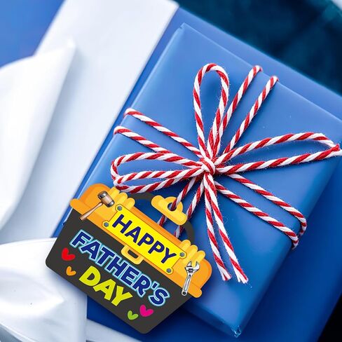 Fancy Land Father's Day Tags Happy Fathers Day Paper Gift Tag Best Dad Hanging Label with String for Birthday DIY Gift Wrapping Supplies 60Pcs in Kuwait