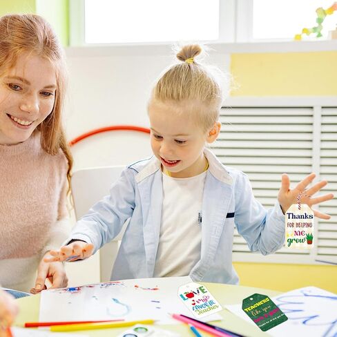 علامات هدية تقدير المعلم، شكرًا لك، ملصقات هدايا أسبوع تقدير المعلم، 60 قطعة، ملصقات شكر للطلاب في نهاية العام مع سلسلة معلقة من لوازم حفلات التخرج المدرسية in Kuwait
