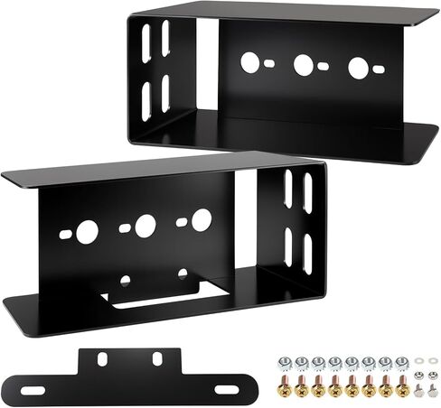 Partsam 1 Set Rectangle Black Trailer Tail Light Mounting Box Left Right and License Plate Bracket Guard Cover Heavy Duty Steel S45C 1045 with Screws for Trailers Under 80" Boat Truck Marine Camper RV in Kuwait
