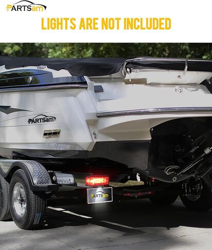 Partsam 1 Set Rectangle Black Trailer Tail Light Mounting Box Left Right and License Plate Bracket Guard Cover Heavy Duty Steel S45C 1045 with Screws for Trailers Under 80" Boat Truck Marine Camper RV in Kuwait