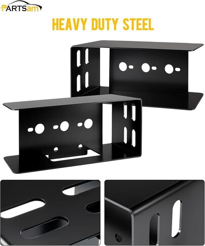 Partsam 1 Set Rectangle Black Trailer Tail Light Mounting Box Left Right and License Plate Bracket Guard Cover Heavy Duty Steel S45C 1045 with Screws for Trailers Under 80" Boat Truck Marine Camper RV in Kuwait