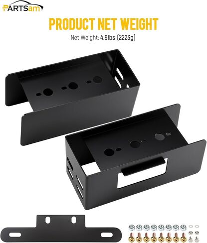 Partsam 1 Set Rectangle Black Trailer Tail Light Mounting Box Left Right and License Plate Bracket Guard Cover Heavy Duty Steel S45C 1045 with Screws for Trailers Under 80" Boat Truck Marine Camper RV in Kuwait