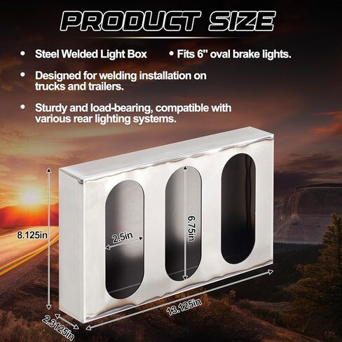 Outus 1 Pcs Metal Triple Oval Trailer Light Box Housing Kit, Tail Light Box, Vertical Ellipse, Uncoated Steel, Designed for Car Tail Lights, Suitable for Trucks and Other Cars in Kuwait