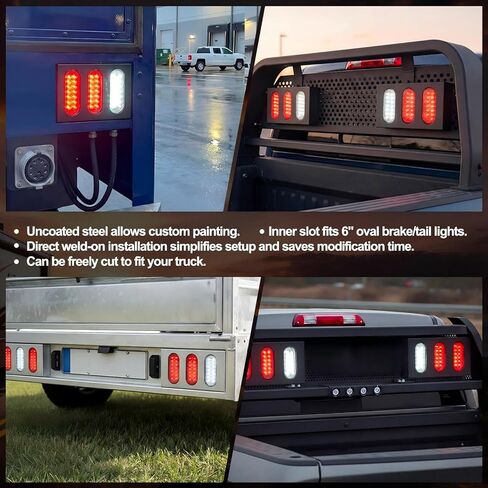 Outus 1 Pcs Metal Triple Oval Trailer Light Box Housing Kit, Tail Light Box, Vertical Ellipse, Uncoated Steel, Designed for Car Tail Lights, Suitable for Trucks and Other Cars in Kuwait