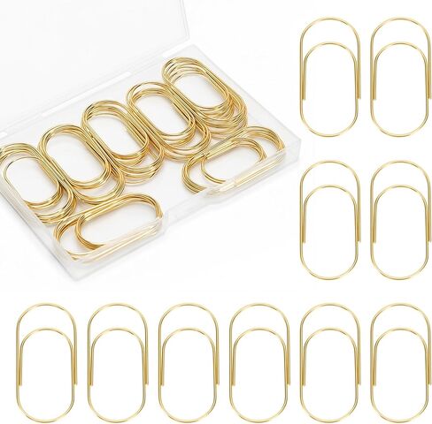 50 Pcs Jumbo Paper Clips 2 Inch (50mm), Large Gold Paperclips, Non-Skid Smooth Steel Wire, Oversized Wide Clips for Office School Planner Bookmarks in Kuwait
