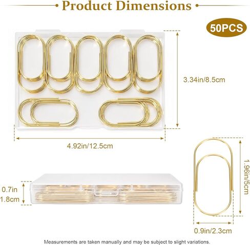 50 Pcs Jumbo Paper Clips 2 Inch (50mm), Large Gold Paperclips, Non-Skid Smooth Steel Wire, Oversized Wide Clips for Office School Planner Bookmarks in Kuwait