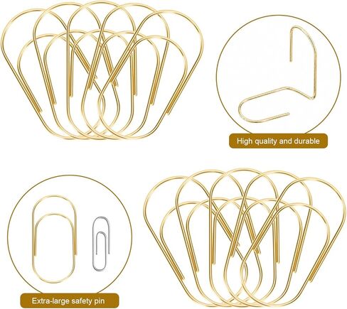 50 Pcs Jumbo Paper Clips 2 Inch (50mm), Large Gold Paperclips, Non-Skid Smooth Steel Wire, Oversized Wide Clips for Office School Planner Bookmarks in Kuwait
